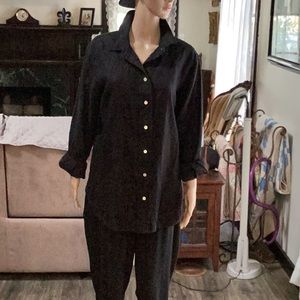 Black Linen Button Down Shirt